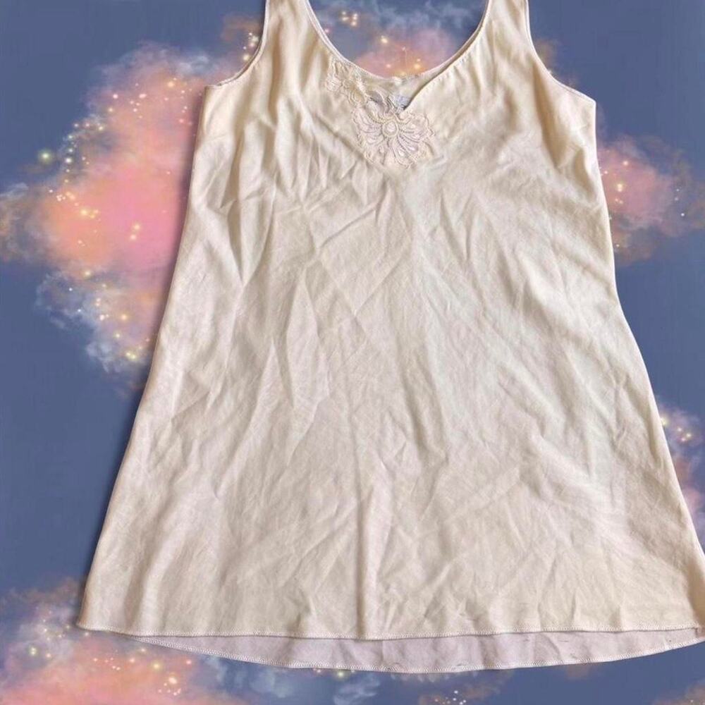 Cream silky lace slip dress